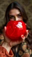 Placeholder: A red Chrystal Apple in a hand of beautiful women