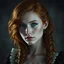 Placeholder: a beautiful fantasy woman, young, ginger hair, dark academia, dark fantasy art