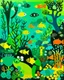 Placeholder: A lime green underwater reef with poisonous fish painted by Stuart Davis