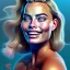 Placeholder: fullbody portrait of voluptuous atletic beautiful young Margot Robbie smiling in bikini Diego Velázquez style