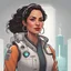 Placeholder: friendly digital illustration hispanic woman science fiction character portrait