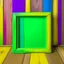 Placeholder: A simple wooden frame without decoration in the colors of Mardi Gras green, purple and yellow with a light background to remove