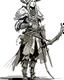 Placeholder: Girl Archer concept art, full body, sketch, coll style, bow