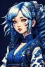 Placeholder: beautiful cyberpunk petit girl, hyperdetailed, behind made 8bits and Pixel Art, illustration by Katsushika Hokusai, darkblue tones,