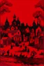 Placeholder: A dark red vampiric village painted by Andy Warhol