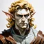 Placeholder: fantasy, dramatic portrait, marble statue of an elf male, watercolour, golden hair,