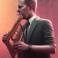 Placeholder: portrait of sebastian vettel kiefer sutherland playing saxophone, blade runner, low key lighting, volumetric light, digital art, highly detailed, fine detail, intricate, ornate, complex, octane render, unreal engine, photorealistic