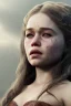 Placeholder: perfect emilia clarke face, wearing viking, intricate, fullbody, highly detailed face, highly realistic particles, fog, fire