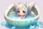 Placeholder: cute anime chibi fairy in the bathtube in foam bath