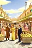 Placeholder: 1890s city market people socialicing in the sun digital art