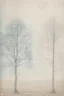 Placeholder: Minimalist rough abstract dusty pastel chalk drawing of oak trees in winter on a textured gesso background.