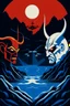 Placeholder: GOOD VS EVIL in the style of Hiroshi Nagai