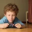 Placeholder: portrait of a boy playing games in the room