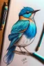 Placeholder: a bird drawing with copic markers