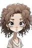 Placeholder: african american chibi girl, outline art, white background, no shadows, curly hair