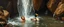 Placeholder: master oil painting by Rembrandt,cute trolls bading baby inside waterfall with huge duck