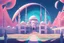 Placeholder: Generate an otherworldly scene of a mosque on an alien planet, with vibrant, luminescent structures and a surreal, extraterrestrial landscape in the background.