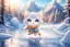 Placeholder: cute anime chibi cat iceskating on a frozen pond, mountains, forest in sunshine Weight:1 heavenly sunshine beams divine bright soft focus holy in the clouds Weight:0.9