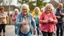 Placeholder: Elderly pensioners on roller skates. Everyone is happy. Photographic quality and detail, award-winning image, beautiful composition.