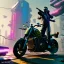 Placeholder: cyberpunk 2077, ninja, bike, photo quality, unreal engine render, highest quality, vivid neon colors, volumetric lighting,deep colors in a dark setting background, post-apocalyptic,