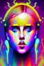 Placeholder: Danish singer MØ face, Abstract Expressionism, neon tones,