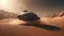 Placeholder: highly detailed spaceship flying through the dessert on mars, image capturing the dynamic and implied movement, establishing shot, menace coming, sand - storm, mars desert, peach light, movie still, Phantom High-Speed Camera style raw