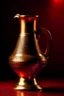 Placeholder: Arabian golden dallah on a dark red background,