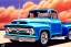 Placeholder: a true-to-life 1956 ford f-100, classic wheels, centered, intricate, extreme detailed, photorealism, center view, suburb background, pivot on ford, pen and color marker, painting by cheryl kelley