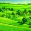 Placeholder: A lime green village near a field painted by Frank Wilson