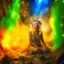 Placeholder: italian master painting, samantha fox hippie pixie hovering in the underground grove sparkling light confetti, in the style of dali, 8k, down-light, soft light, depth of field, photo realism, trending on art station, high detail, smoke and fog