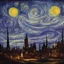 Placeholder: gothic painting of a victorian city in a fantasy starry night