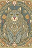 Placeholder: grey norwegian forest cat in the style of mucha