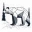 Placeholder: shape of a bear, low poly 2D letterpress style, minimalistic high contrast pencil art