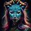 Placeholder: candy leopard, portrayed with the intricate facial features and extremely detailed pupils characteristic of Stefan Gesell's style, blended with the elongated forms and dramatic chiaroscuro reminiscent of El Greco, conveyed through a light painting technique with push processing, incorporating holographic elements for a dreamy, vibrant effect, soft skin texture, clarity achieved, supporting a perfect composition, cinematic atmosphere, delicate detail