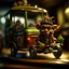 Placeholder: hairy pimp groove funk goblin gremlin hippie in weird home camper running in hamster wheel, prize winning oil painting, ,bokeh like f/0.8, tilt-shift lens 8k, high detail, smooth render, down-light, unreal engine