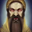 Placeholder: Vampire with yellow eyes on forehead tentacle beard grey skin and vampire fangs and vampire bat nose as a Russian Orthodox