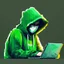 Placeholder: minimalistic, art, green, anonymous mask, sad