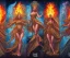 Placeholder: Four doll divine representing each one the four elements: fire, earth, air, and water. Mark Brooks and Dan Mumford, comic book art, perfect, smooth elemental galactic space core royalty queens crown.