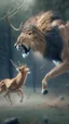 Placeholder: A lion attacking a deer, a realistic picture, a cinematic scene, more accuratehdr 8k