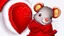 Placeholder: fantasy cartoon style illustration: red mitten with a little cute mouse peeking out