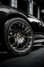 Placeholder: A luxurious black car engraved with white gold wheels