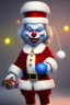 Placeholder: Clown from IT dressed in a santa outfit,high detail, volumetric lighting, tiny features, intricate detail,volumetric clouds