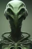 Placeholder: green alien, head, evil, black eyes, weapons, blood, 8k, finely detailed, photo realistic, HR Giger style