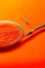 Placeholder: Produce a photo of angioplasty medical catheters for a magazine cover, more realistic photo with orange background.