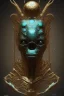 Placeholder: black male African alien, cracks in the head, wicked, Asian eyes, crown, blood, 8k, finely detailed, photo realistic, Boris Vallejo style turquoise skull head gold dragon space alien rain skeleton gold tooth silver helmet silver space suit spaceships