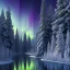 Placeholder: high-quality, fine-detailed winter forest surrounding reflective lake with northern lights in sky, intricate, defined snow-covered trees, a still, black, reflective lake, irridescent, radiant, colorful aurora borealis in night sky, 8k resolution, photorealistic, 3d octane render, digital art, detailed matte, voumetric lighting, photgraphy by Arild Heitmann, Justin Ng, David Lane, Troy Casswell, Luc Perrot