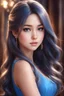 Placeholder: a girl with long hair wearing a blue dress, realistic cute girl painting, carlos ortega elizalde, beautiful character painting, kawaii realistic portrait, realistic anime 3 d style, realistic anime art style, realistic anime artstyle, photorealistic anime girl render, cute 3 d render, gorgeous 3d render, cg art, detailed realistic beautiful, photorealistic disney