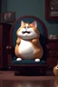 Placeholder: A fat spoiled cat having his hair combed, looking rich,yawny,3d animation ,funny