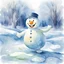 Placeholder: a children's illustration, Frosty, the snowman, oh so sly, Left icy footprints, oh, my, oh, my! Elves slipped and slid with glee, Frosty's prank, a frosty spree. Pleasant and cute, watercolour style.