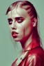 Placeholder: danish singer mø, high light , red tones,